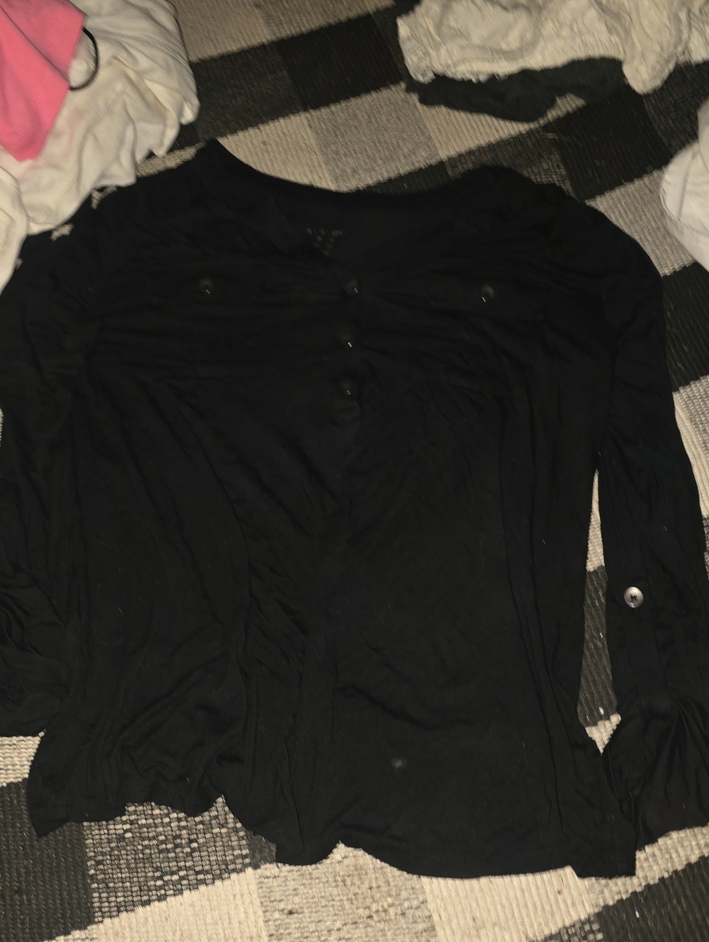 a new day Black Long-Sleeve Henley Top